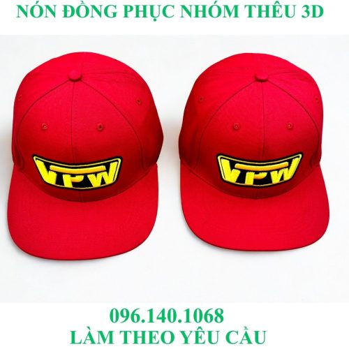 nón đồng phục nhóm thêu 3D