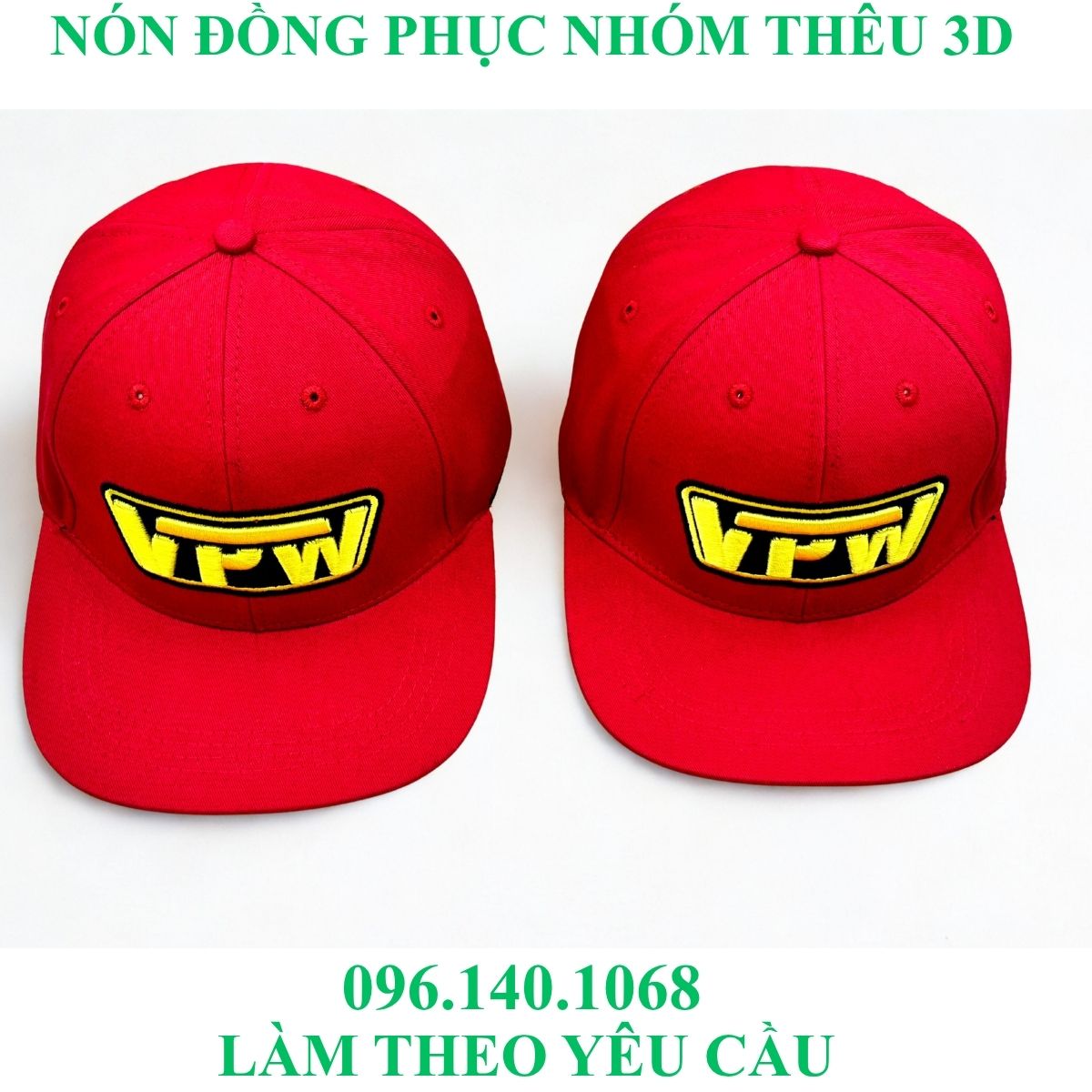 nón đồng phục nhóm thêu 3D